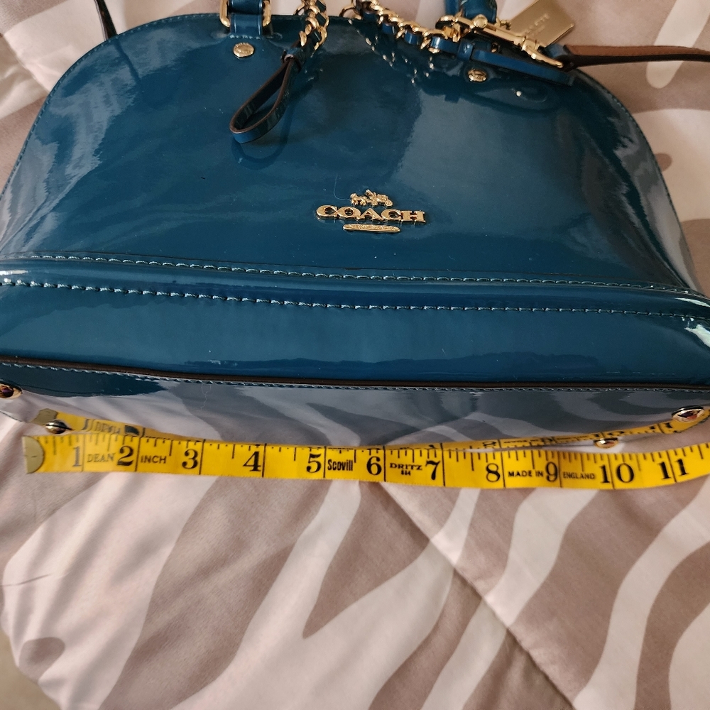 Coach Patent Leather Dome Satchel in Teal